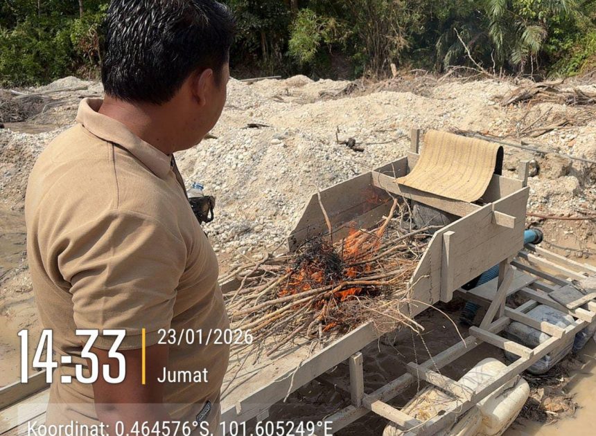 Polsek Benai Tertibkan Aktivitas Penambangan Emas Tanpa Izin (PETI) Jenis Stingkay di Desa Tebing Tinggi.