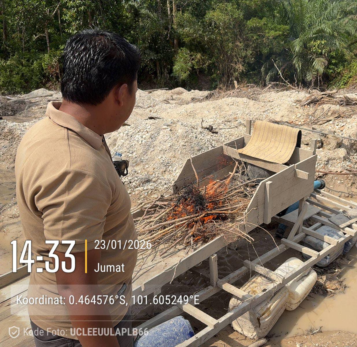 Polsek Benai Tertibkan Aktivitas Penambangan Emas Tanpa Izin (PETI) Jenis Stingkay di Desa Tebing Tinggi.